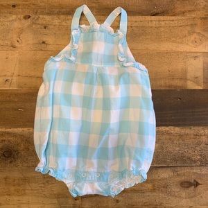 Janie and Jack pale blue gingham romper